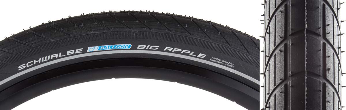 SCHWALBE Big Apple RaceGuard RLX Wire Bead Tire, Black, 26 x 2.15-Inch