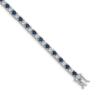 icecarats 925 sterling silver blue sapphire white topaz tennis bracelet