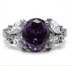 Marshal Imports 4 Ct Stainless Steel Butterfly Cocktail Ring with Amethyst Oval Cut Cubic Zirconia (9)