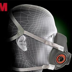 3M Half Facepiece Reusable Respirator 6100, NIOSH, Four-Point Harness, Comfortable Fit, Dual Airline Supplied Air Compatible, Bayonet Connections, Painting, Sanding, Cleaning, Small