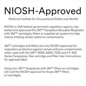 3M Half Facepiece Reusable Respirator 6100, NIOSH, Four-Point Harness, Comfortable Fit, Dual Airline Supplied Air Compatible, Bayonet Connections, Painting, Sanding, Cleaning, Small