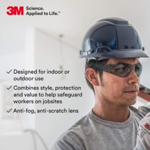 3M Safety Glasses, Virtua, 20 Pack, ANSI Z87, Unisex, Anti-Fog Gray Lens, Gray Frame, Economical Eye Protection, Lightweight, Wraparound Coverage, UVA, UVB, UVC