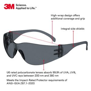 3M Safety Glasses, Virtua, 20 Pack, ANSI Z87, Unisex, Anti-Fog Gray Lens, Gray Frame, Economical Eye Protection, Lightweight, Wraparound Coverage, UVA, UVB, UVC