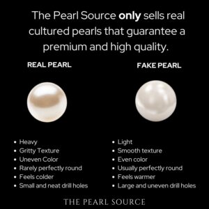 The Pearl Source 14K Gold 5.5-6mm Round White Japanese Akoya Saltwater Cultured Pearl Bracelet for Women