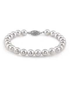 the pearl source 14k gold 6-6.5mm round white japanese akoya saltwater cultured pearl bracelet for women