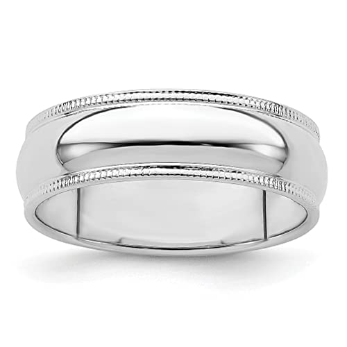 IceCarats 925 Sterling Silver 6mm Half Round Milgrain Plain Classic Wedding Band Ring Size 7.5