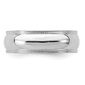 IceCarats 925 Sterling Silver 6mm Half Round Milgrain Plain Classic Wedding Band Ring Size 7.5