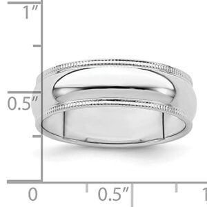 IceCarats 925 Sterling Silver 6mm Half Round Milgrain Plain Classic Wedding Band Ring Size 7.5