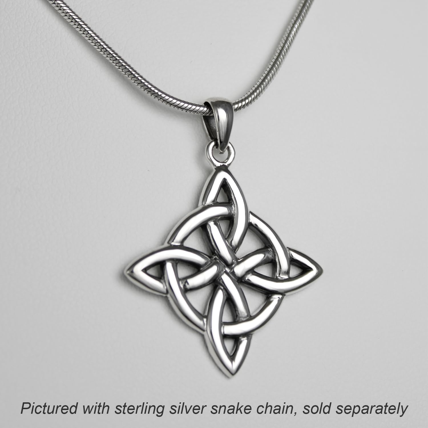 Moonlight Mysteries Sterling Silver Celtic Quaternary Witches Knot Pendant