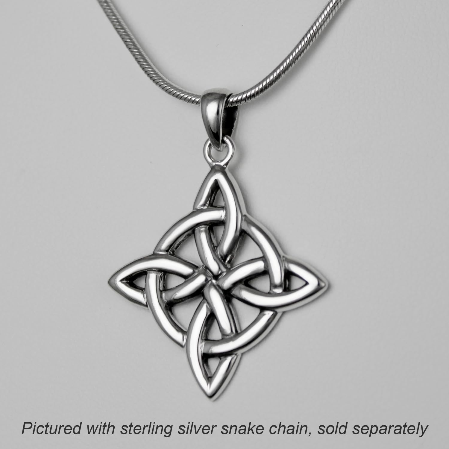 Moonlight Mysteries Sterling Silver Celtic Quaternary Witches Knot Pendant