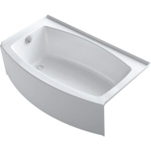 kohler k-1118-la-0 expanse 60-inch x 30-inch curved alcove bath with integral flange and left hand drain, white