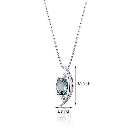 PEORA Aquamarine Pendant Necklace for Women 925 Sterling Silver, Natural Gemstone, 2 Carats Radiant Cut 8x6mm, Vintage Floating Solitaire Design with 18 inch Chain