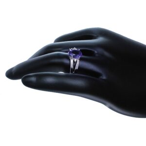 VIR JEWELS 1.20 cttw Purple Amethyst Ring .925 Sterling Silver with Rhodium Oval 8x6 MM Size 9