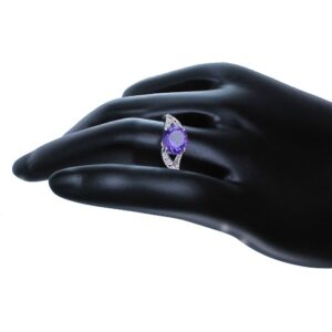 VIR JEWELS 1.20 cttw Purple Amethyst Ring .925 Sterling Silver Rhodium Round Beads 7 MM Size 7