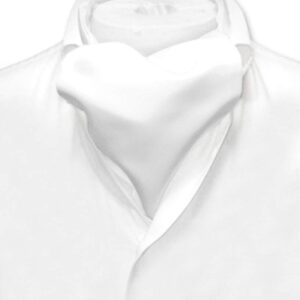 Vesuvio Napoli ASCOT Solid WHITE Color Cravat Men's Neck Tie