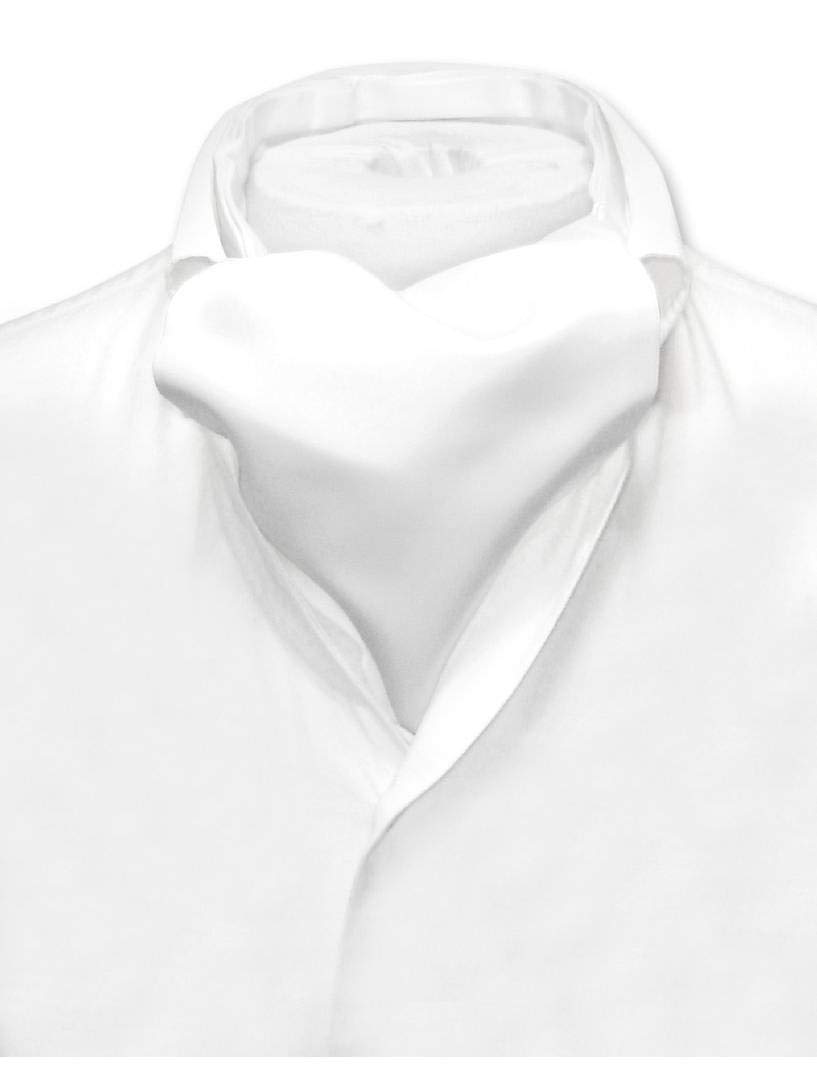 Vesuvio Napoli ASCOT Solid WHITE Color Cravat Men's Neck Tie