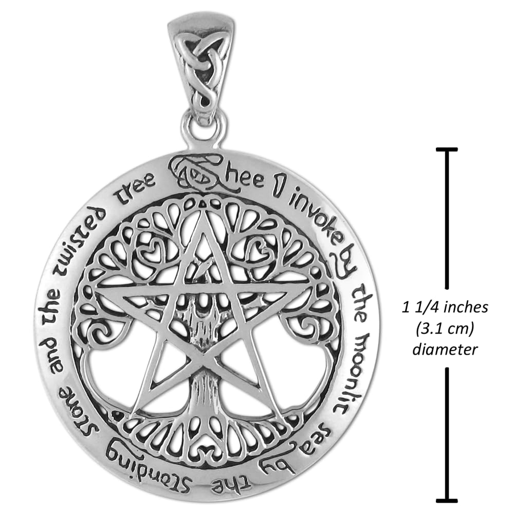 Dryad Design Pentacle Tree of Life Pentagram Pendant (1 1/4") Large Sterling Silver Wiccan Pagan Witchcraft Jewelry