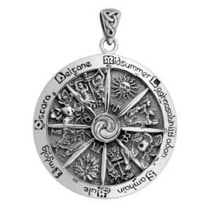 Dryad Design Wheel of the Year Pendant - Pagan Jewelry Wiccan Gift for Men or Women - 1.75" Sterling Silver