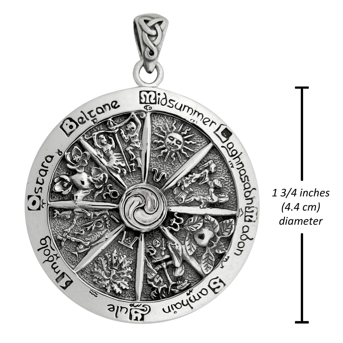 Dryad Design Wheel of the Year Pendant - Pagan Jewelry Wiccan Gift for Men or Women - 1.75" Sterling Silver