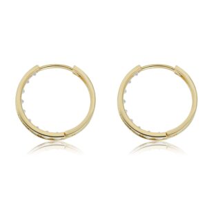 AVORA 10K Yellow Gold Channel Set Simulated Diamond CZ Huggie Hoop Earrings