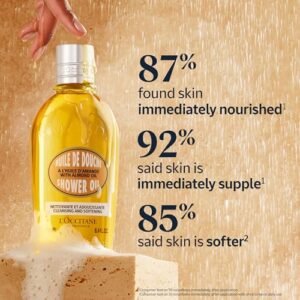 L'OCCITANE Cleansing & Softening Almond Shower Oil: Oil-to-Milky Lather, Softer Skin, Smooth Skin, Cleanse Without Drying, With Almond Oil, 16.9 Fl. Oz Refill