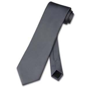 Vesuvio Napoli NeckTie Solid CHARCOAL GREY Color Men's Dark Gray Neck Tie