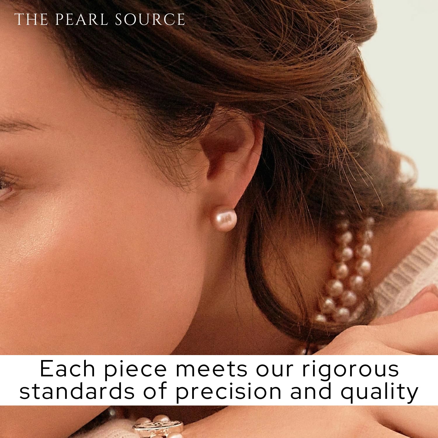 THE PEARL SOURCE Round Pink Freshwater Real Pearl Earrings for Women - 14k Gold Stud Earrings | Hypoallergenic Earrings with Genuine Cultured Pearls, 7.0-7.5mm