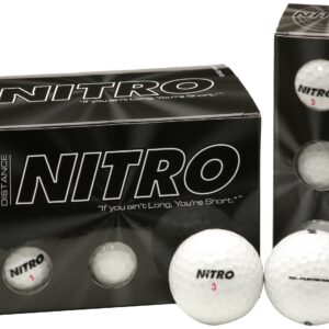 Nitro (12PK) All Levels Maxium Distance Titanium Core 85 Compression High Velocity Spin Control Long Distance Golf Balls USGA Approved-Total of 12-White