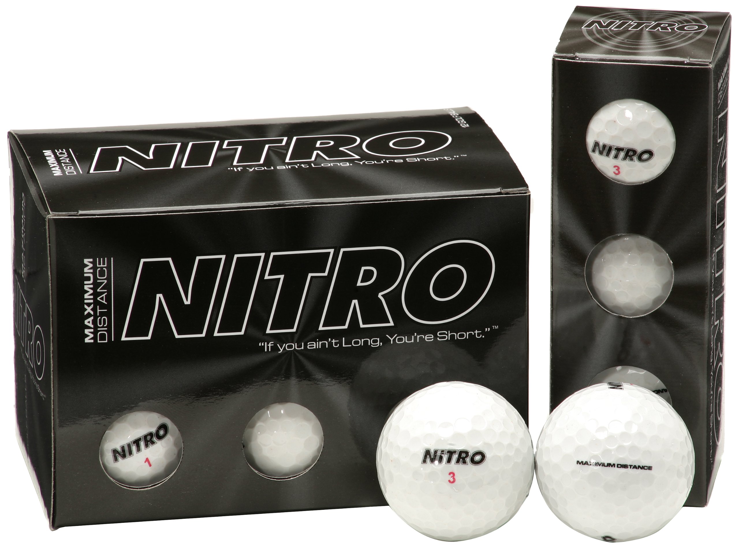 Nitro (12PK) All Levels Maxium Distance Titanium Core 85 Compression High Velocity Spin Control Long Distance Golf Balls USGA Approved-Total of 12-White