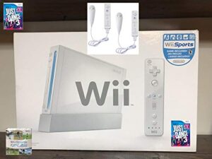 nintendo wii console bundle with just dance 3, wii sports & 2 controllers