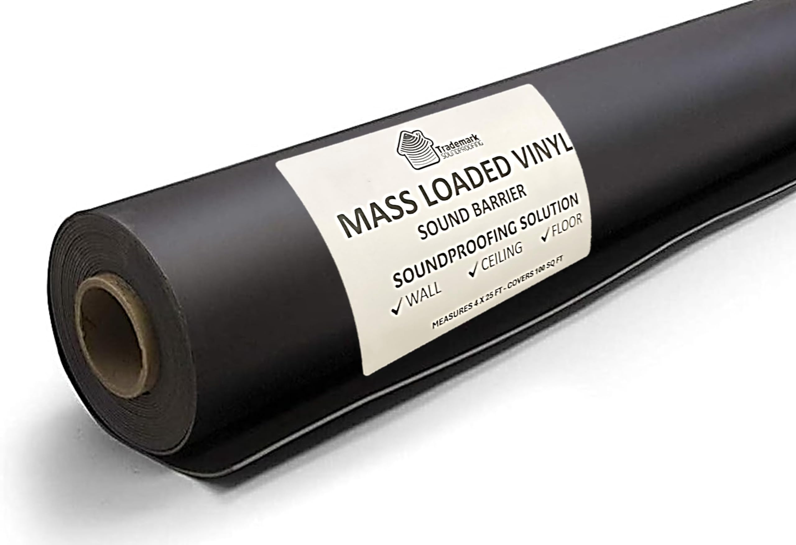 Trademark Soundproofing Mass Loaded Vinyl 1lb - MLV Soundproofing for Wall Sound Barrier - Sound Insulation - Made in USA (4' x 25' (100 sf))