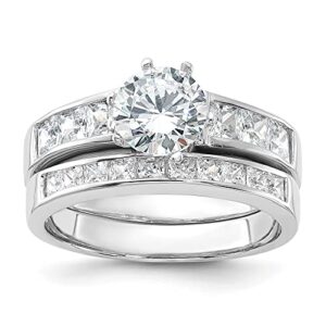 icecarats 925 sterling silver cubic zirconia cz wedding band engagement ring bridal jewelry set size 6