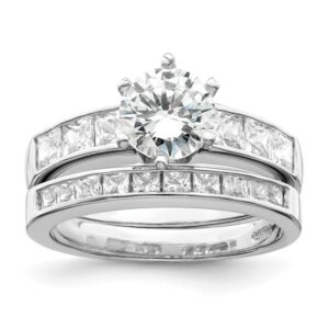 IceCarats 925 Sterling Silver Cubic Zirconia CZ Wedding Band Engagement Ring Bridal Jewelry Set Size 6