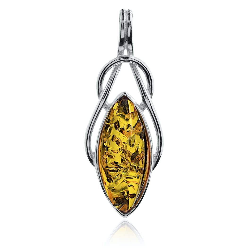 Ian and Valeri Co. Honey Amber Sterling Silver Celtic Pendant