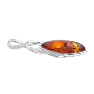 Ian and Valeri Co. Honey Amber Sterling Silver Celtic Pendant