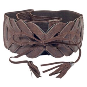 evogues plus size braided look elastic fashion belt brown - one size plus