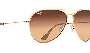 Maui Jim Men's and Women's Mavericks Polarized Aviator Sunglasses, Gold/HCL® Bronze, Medium