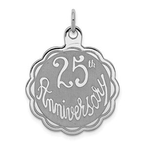 icecarats 925 sterling silver 25th anniversary disc necklace charm pendant only