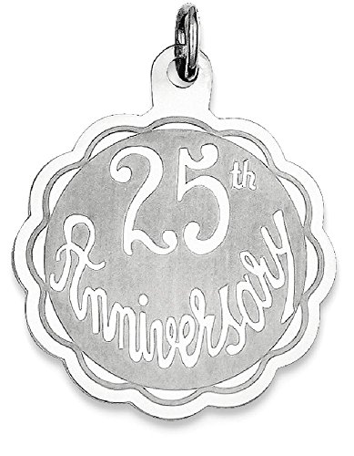 IceCarats 925 Sterling Silver 25th Anniversary Disc Necklace Charm Pendant Only