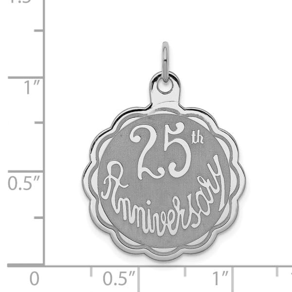 IceCarats 925 Sterling Silver 25th Anniversary Disc Necklace Charm Pendant Only