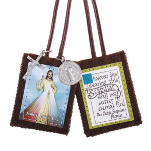 cb catholic christian divine mercy jesus christ scapular w/medals our lady's scapular promise