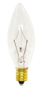 satco s3346 120v candelabra base 25-watt b8 light bulb, clear, 1 x 1 x 3 inch