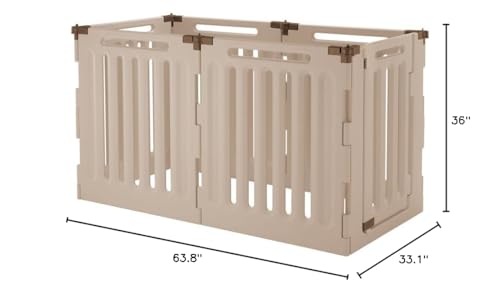 Richell Convertible Indoor/Outdoor Pet Playpen, Large, Soft Tan/Mocha