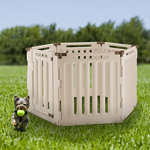 Richell Convertible Indoor/Outdoor Pet Playpen, Large, Soft Tan/Mocha