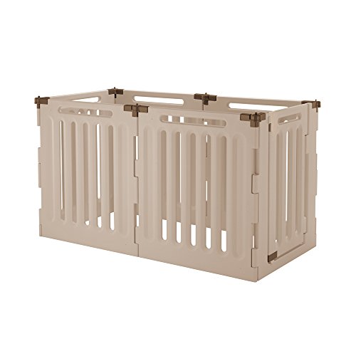 Richell Convertible Indoor/Outdoor Pet Playpen, Large, Soft Tan/Mocha