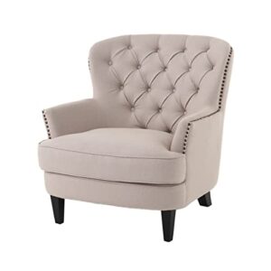 Christopher Knight Home Tafton Tufted Fabric Club Chair, Natural 33.7D x 34.6W x 34.6H in