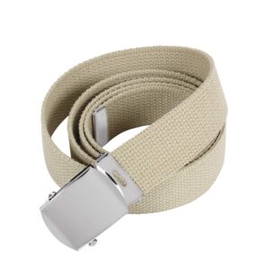 rothco plus military web belts, khaki-chrome, 54"