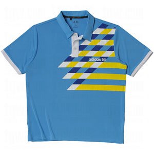 Adidas Youth Front Pocket Graphic Print Polo Shirt (XL, Light Blue/Royal/Sunburst)