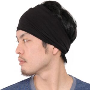 charm mens head wraps elastic bandana - japanese headband workout women hair black