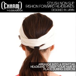 CHARM Mens Head Wraps Elastic Bandana - Japanese Headband Workout Women Hair Black